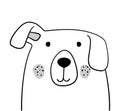 Doodle sketch Dog illustration. Cartoon dog with raised ear. Pet. Domestic animal. Postcard, poster design. Hand drawing. Design