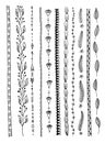 Doodle sketch drawing divider line, set of simple doodle borders