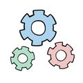 Doodle sketch gears. Simple, flat illustration.