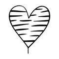 Doodle sketch heart, hand drawn love heart isolated on white background. Vector illustration for any design