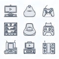 Doodle Sketch Icons of Electronics and Accessories, Vector, Hand-Drawn, Technology, Gadgets, Devices, Fun, Creative, Modern, Royalty Free Stock Photo