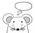 Doodle sketch Mouse with thought cloud vector illustration.Cartoon mouse and thinking bubble.Mice. Wild mammal animal.Postcard
