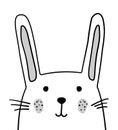 Doodle sketch Rabbit illustration. Cartoon vector bunny. Wild animal. Hare, coney. White background. Postcard, poster, napkin Royalty Free Stock Photo