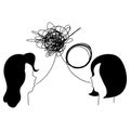 Doodle sketch style of humans head silhouette psycho therapy concept hand drawn illustration