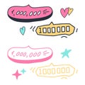 Doodle sketch vector elements Design template million number banners speech bubbles and thought bubbles. Funny greetings for Royalty Free Stock Photo