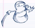 Doodle Sketch Winter Holiday Ninja Snowman