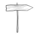 Doodle sketch of wooden indicator. Pointer. Direction sign. Directory wooden signboard road board wood tablet indicating Royalty Free Stock Photo