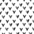 Doodle sketchy heart seamless vector simle pattern