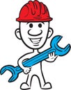 Doodle small person - in hardhat with wrench