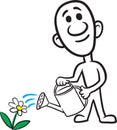 Doodle small person - watering the flower