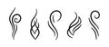 Doodle smoke icons set. Water steam symbols. Hand drawn hot vapors. Line air smell symbols. Doodle fire smoke icons