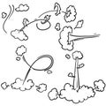 Doodle smoke trail illustration vector handdrawn style