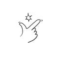 Doodle snap finger like easy logo. concept of female or male make flicking fingers and popular gesturing. linear abstract trend Royalty Free Stock Photo