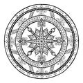 Doodle snowflake on ethnic christmas mandala. Royalty Free Stock Photo