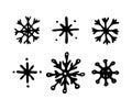 Doodle snowflakes black simple icon, vector illustration set isolated on white Royalty Free Stock Photo