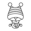 Doodle Snowman Coloring Page Cartoon Vector Illustration Royalty Free Stock Photo