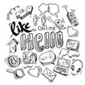 Doodle social media symbols