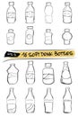 Doodle of Soft Drink Bottles, at white Background