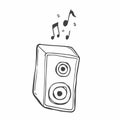 Doodle speaker icon illustration on a white background