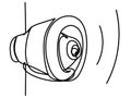 Doodle speaker with a single line running siren on a white background.