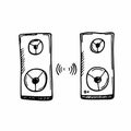 Doodle speakers icon illustration on a white background. Music concept Royalty Free Stock Photo