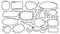 Doodle Speech Bubble Collection with Arrow Star and Hand Drawn Shapes Outline Set.Vector Illustration Royalty Free Stock Photo