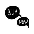 Doodle speech bubble in comic hand drawn style. dialog windows with phrase Buy now Royalty Free Stock Photo