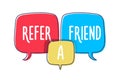 Doodle speech bubbles with Refer a Friend message. Vector hand drawn icon design Royalty Free Stock Photo