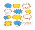 Doodle speech and thought bubble set for communication Royalty Free Stock Photo