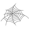 Doodle spider web icon isolated on white. Halloween symbol. Sketch vector stock illustration. Royalty Free Stock Photo