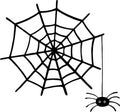Doodle spider and web - igraphic element for halloween. Vector i