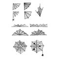 Doodle spider web set. Halloween vector decoration