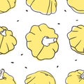 Doodle squash seamless pattern. Hand drawn stylish fruit and vegetable. Vector artistic drawing fresh organic food. Summer Royalty Free Stock Photo