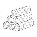 Doodle A stack of firewood, a woodpile for making a fire on a hike, camping, picnic or road trip. Felled tree trunks