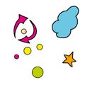 doodle star, cloud and circle arrow vector Royalty Free Stock Photo