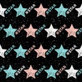 Doodle star seamless background. Abstract childish star pattern