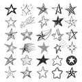 Doodle star set, holiday design elements and decoration