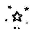 Doodle stars christmas and new year simple design elements. Isolated black and white stars and snowflakes for postcard, poster,