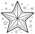 Doodle Stars Outline Design Shining Celestial Vector Illustration Royalty Free Stock Photo