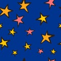 Doodle stars seamless pattern Royalty Free Stock Photo