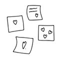 Doodle sticker, photo with hearts Vector set