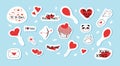 Doodle stickers for valentines day vector illustration Royalty Free Stock Photo
