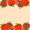 Doodle strawberry border. frame. Sweet dessert flat Vector Hand drawn illustrations Royalty Free Stock Photo