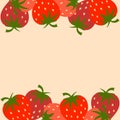 Doodle strawberry border. frame. Sweet dessert flat Vector Hand drawn illustrations