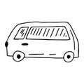 Doodle style bus on an isolated white background. Transport for travel. Stock vector illustration Royalty Free Stock Photo