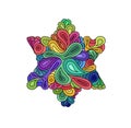 Doodle style colorful hexagram illustration. Colorful zentangle hexagram sketch. Hexagram tattoo sketch. Ethnic wavy six points st
