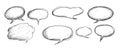 Doodle style empty speech bubbles collection, sketched comic chat balloons illustration Royalty Free Stock Photo