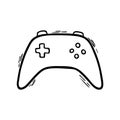 A Doodle-style gaming joystick isolated on a white background. Game console icon. Sticker or poster for the gaming