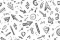 Doodle Style Hand-Drawn Arrows and Icons Scattered Over a Clean Background for Creative Expression and Ideas Royalty Free Stock Photo