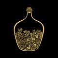 Doodle style illustration. Hearts inside the bottle, hand-drawn